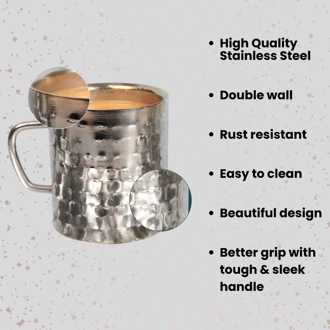JISCOVERY Stainless Steel Hammered Design Set of 6