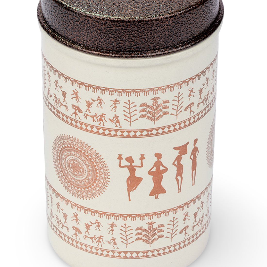 JISCOVERY Printed Steel Containers for Kitchen Storage Set of 2 (Beige Color)