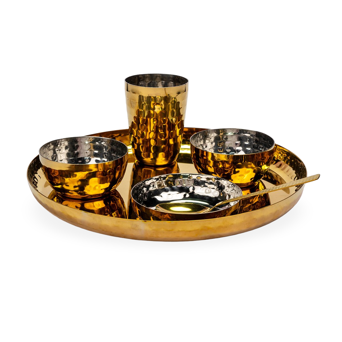 Gold Hammered 6 Pcs Thali set