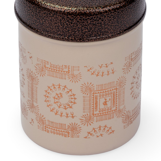 Warli Design Airtight Stainless Steel Snacks Storage Container Online