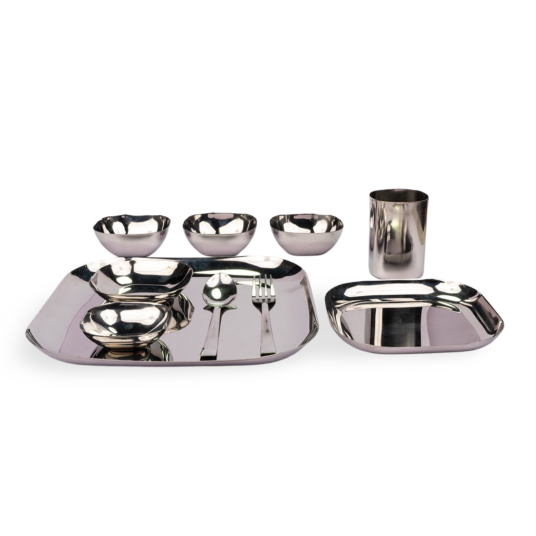 Steel square 9 Pcs Thali set