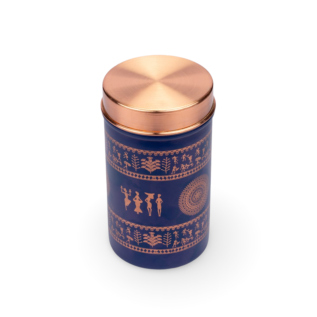 JISCOVERY Printed Steel Containers for Kitchen Storage Set of 2 With Spoon Blue