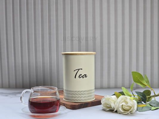 JISCOVERY Airtight Storage Canisters - Tea, Coffee & Sugar Jars Set Of 3 Ivory