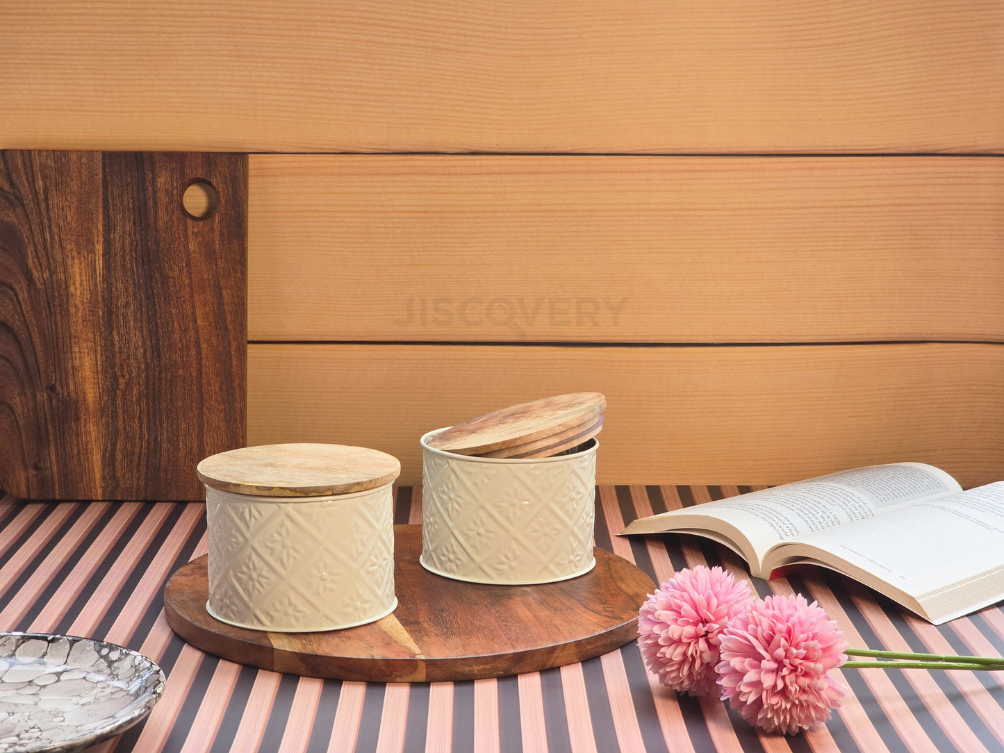 JISCOVERY Premium Airtight Storage Jars For Snacks Set of Ivory Colour