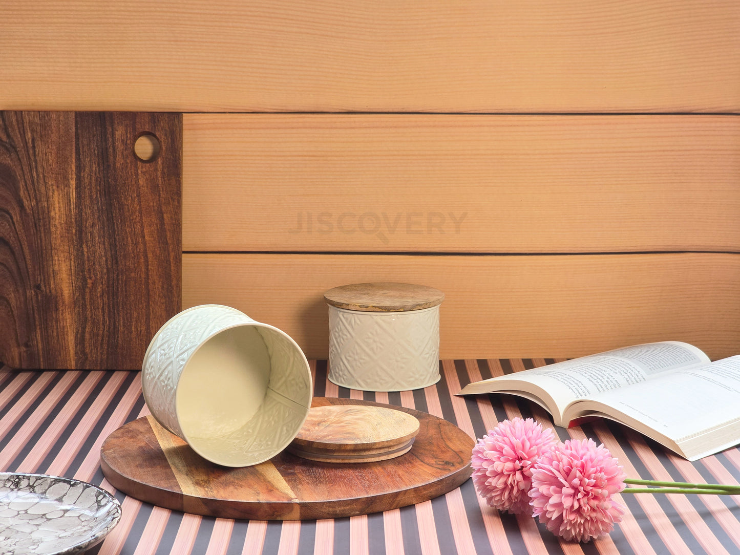 JISCOVERY Premium Airtight Storage Jars For Snacks Set of Ivory Colour