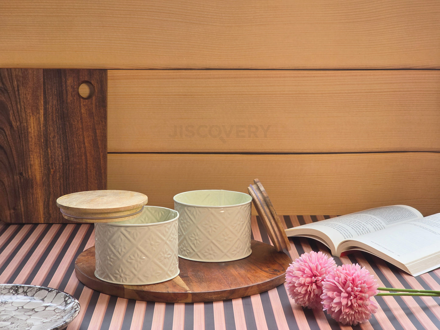 JISCOVERY Premium Airtight Storage Jars For Snacks Set of Ivory Colour