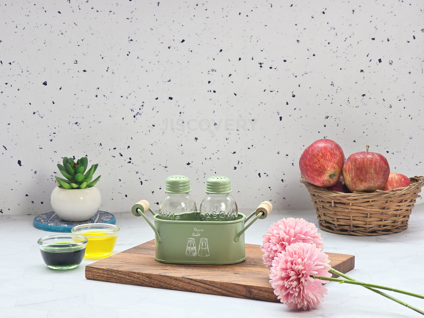 Green Coated Salt & Pepper Caddy