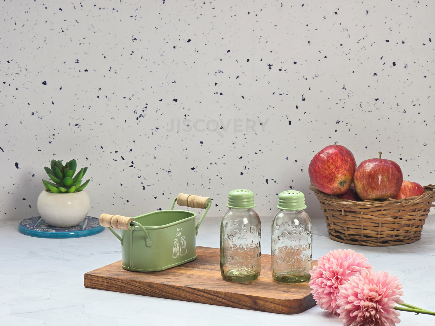 Green Coated Salt & Pepper Caddy
