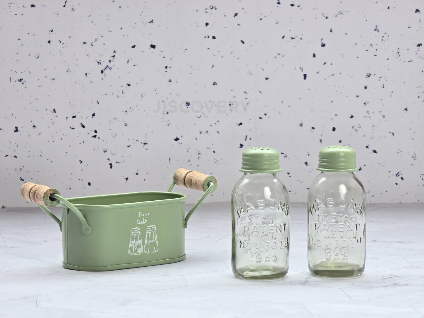 Green Coated Salt & Pepper Caddy