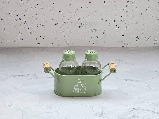 JISCOVERY Cutlery Stand & Salt Pepper Shaker Set Combo | For Kitchen & Dining Green