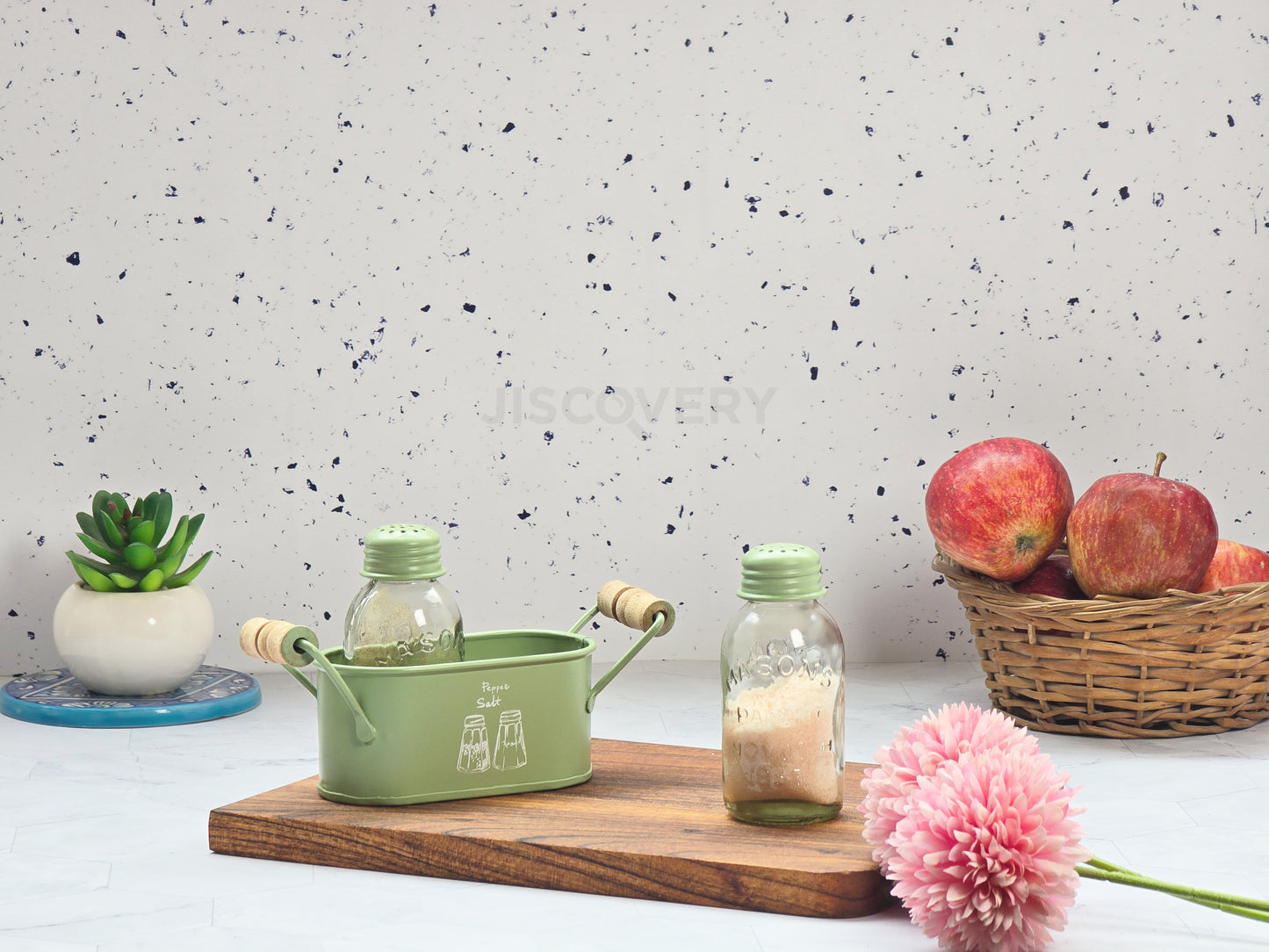 Green Coated Salt & Pepper Caddy