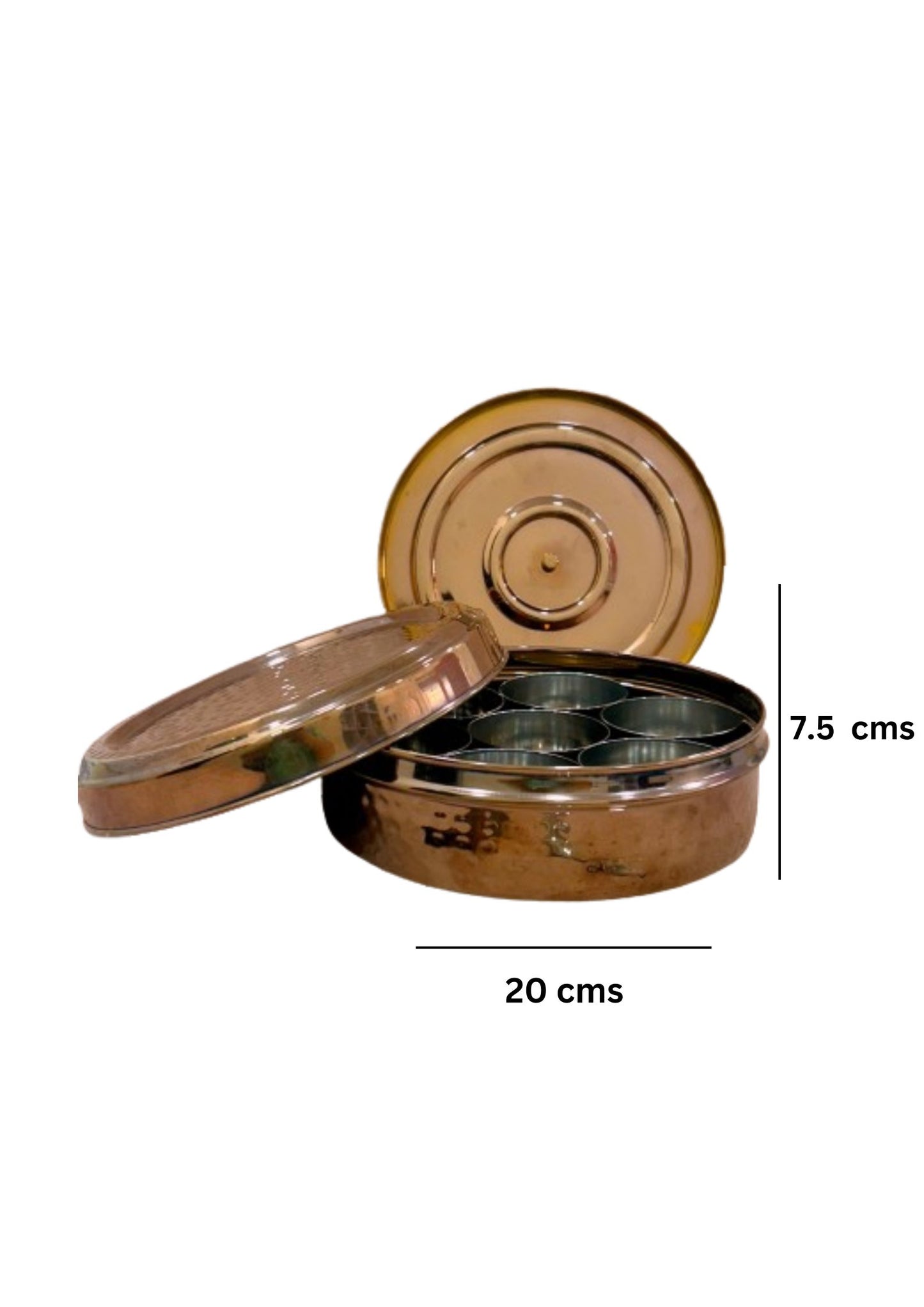 JISCOVERY Stainless Steel Airtight 7 Compartments Rose gold Spice Box With Lid