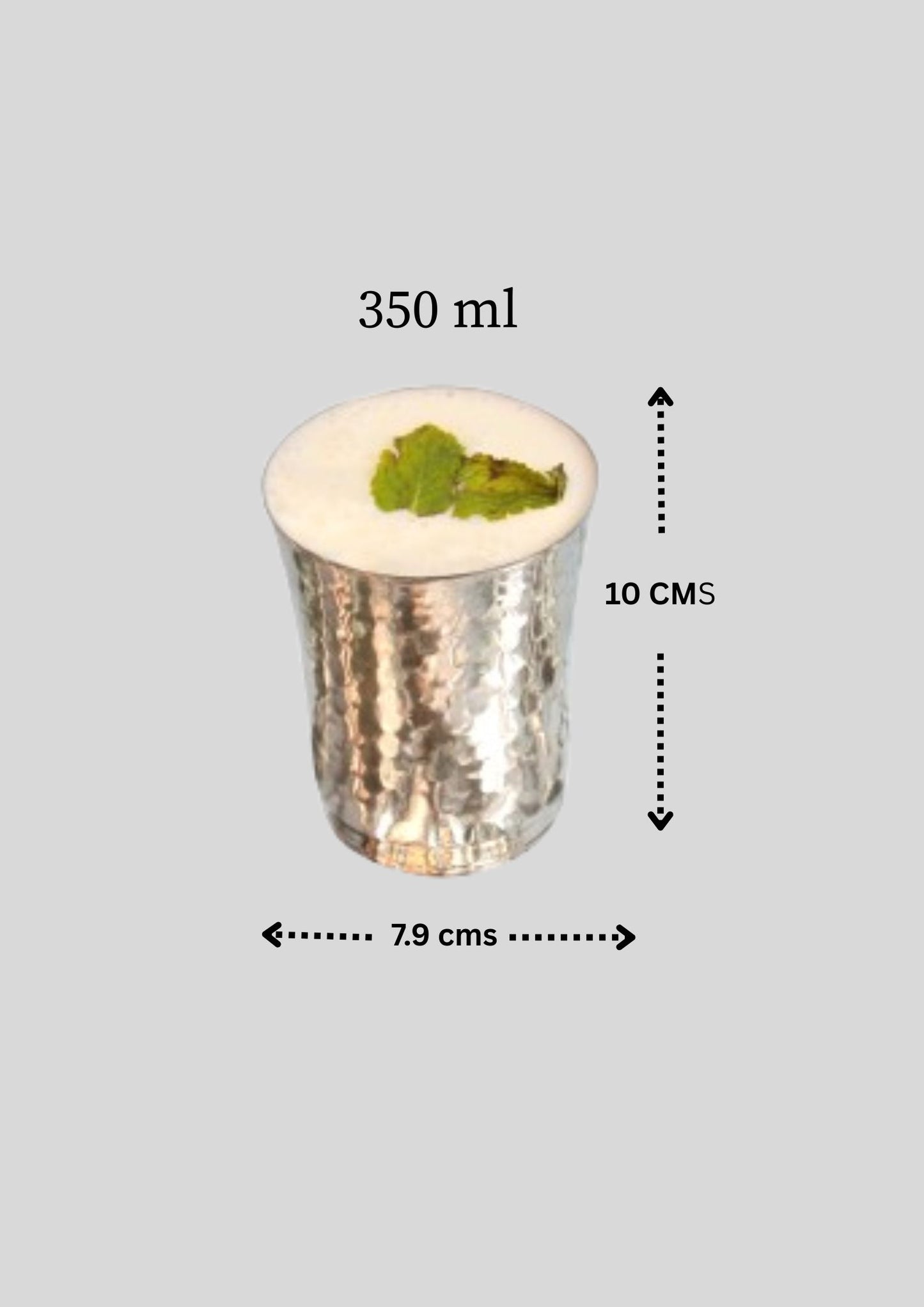 JISCOVERY Stainless Steel Bucket Glasses Set of 4| Glass for Water, Lassi, Milk & Juice| Glass Tumbler| Daily Use Water Drinking Glass| Hammered Design Glass| Silver| Capacity- 350 ML