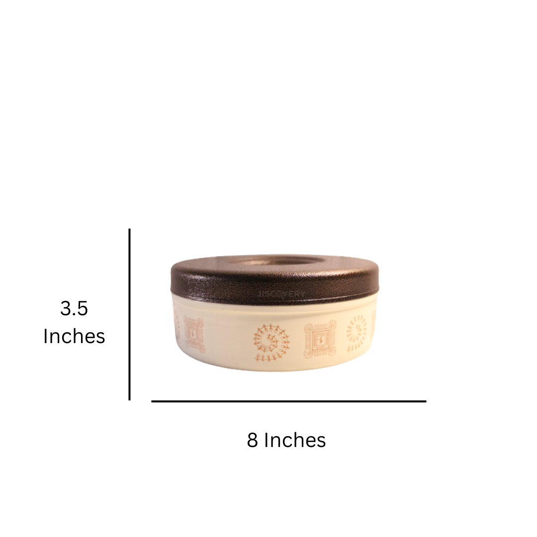 Jiscovery Stainless Steel Airtight Designer Chapati Box Beige Color Set of 2