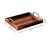 JISCOVERY Acacia Wood Serving Tray with Gold Iron Handles