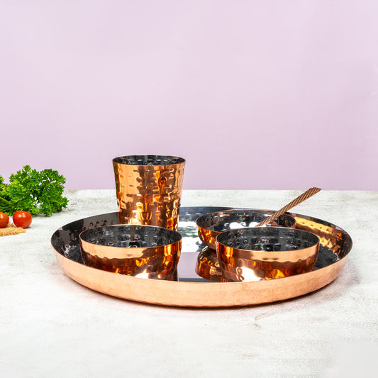 Rose gold Hammered 6 Pcs Thali set