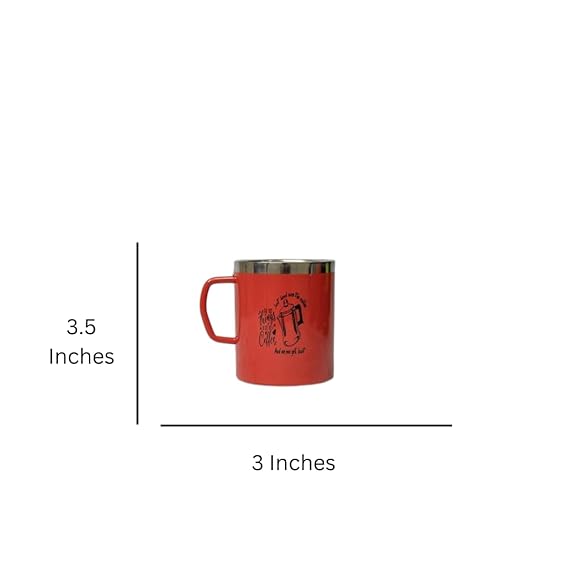 JISCOVERY Stainless Steel Coffee & Tea Mug with Printed Design Set of 2