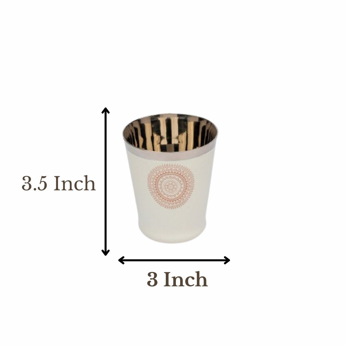 JISCOVERY Stainless Steel Printed Glasses Set of 6 Bucket shape Beige color