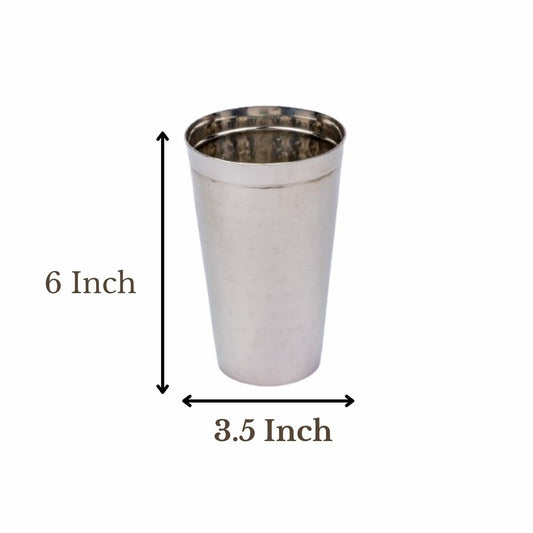 JISCOVERY Premium Stainless Steel Hammered Set of 6 Lassi Glasses | 700 ML Glass Tumbler Set