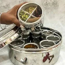 Transparent 12 Compartment Airtight Stainless Steel Masala Box Online