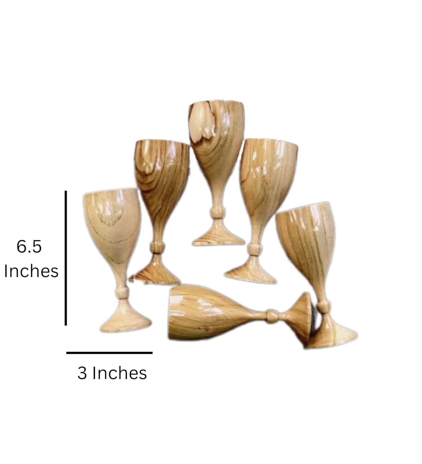 JISCOVERY Wooden || Royal Look Premium Wine Glass || Teak Wood- Set of 3