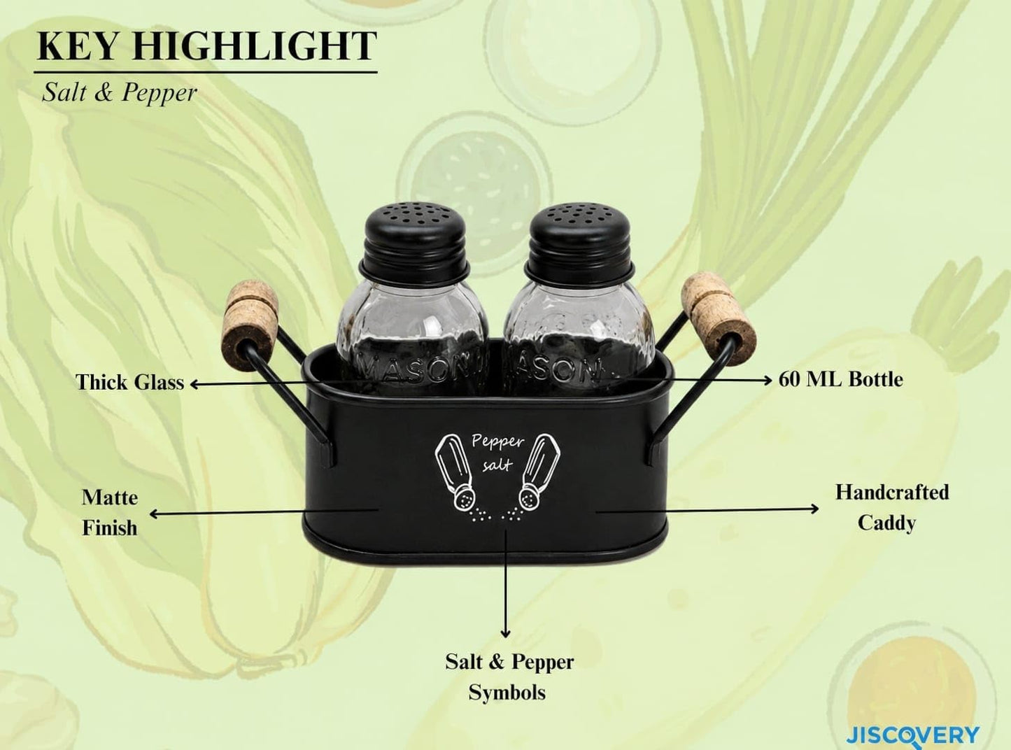 JISCOVERY Classic Salt & Pepper Set for Dining & Kitchen 100 ML| Black