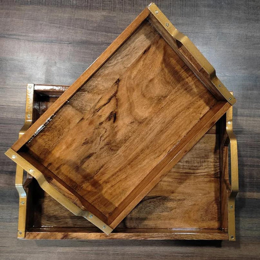JISCOVERY Beautiful Tray Combo with Gold Iron Handle