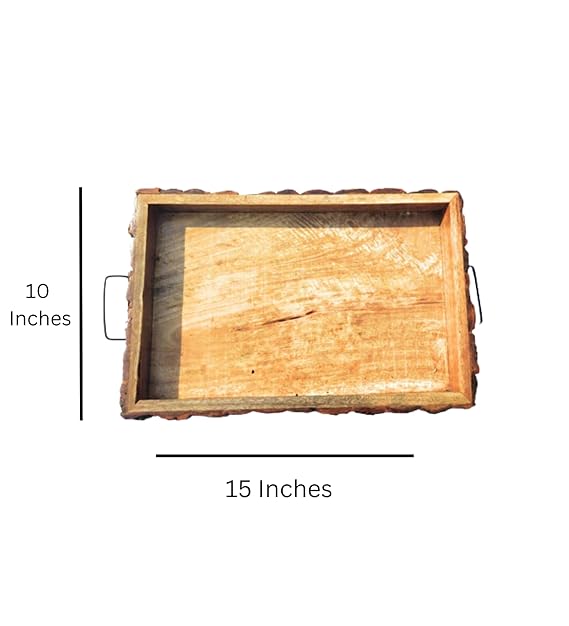 Jiscovery Handmade Wooden Serving Tray with Handles