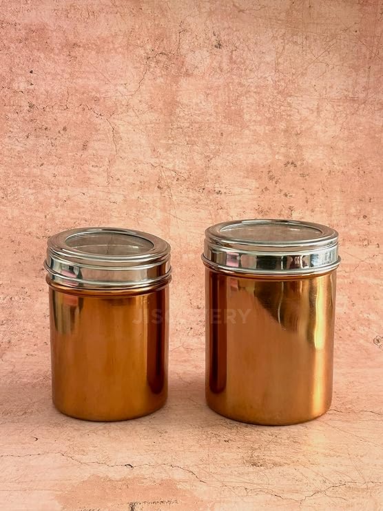 JISCOVERY Stainless Steel Airtight Container for kitchen storage Set of 2| Transparent Lid