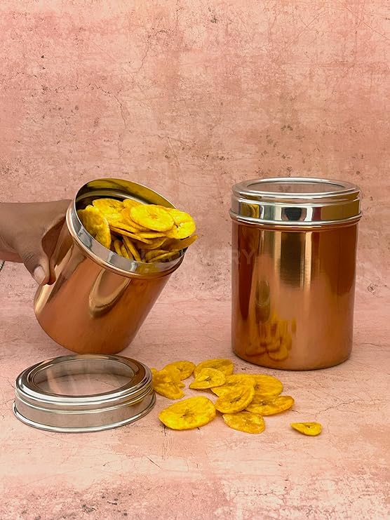 JISCOVERY Stainless Steel Airtight Container for kitchen storage Set of 2| Transparent Lid