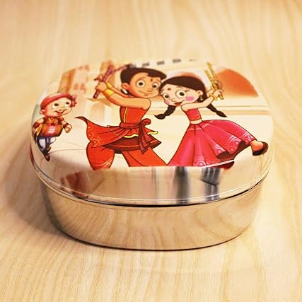 JISCOVERY Stainless Steel Airtight Square Lunch Box/Tiffin Box for Kid(Chotta Bheem Design)