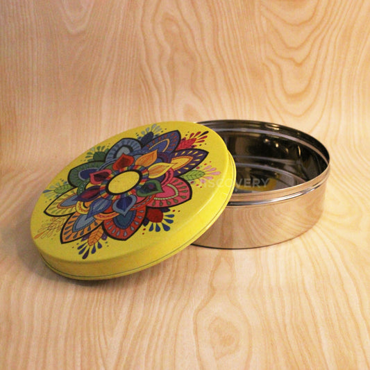 Yellow Stainless Steel Chapati Roti Box for Kitchen Online