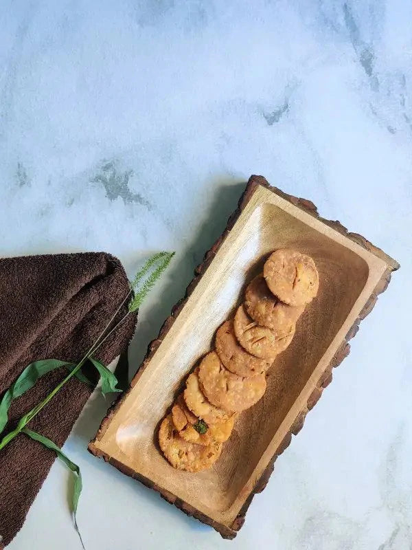 JISCOVERY Acacia Wood Bark Serving Platter