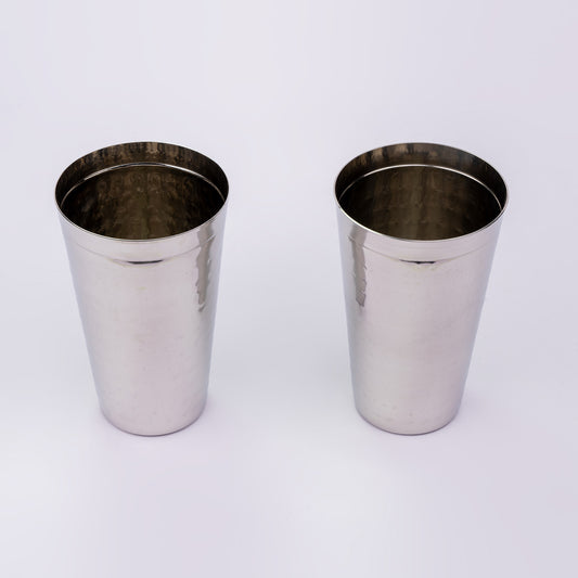JISCOVERY Stainless Steel Lassie Glass Set of 2| Glass for Water, Milk & Juice- 700 ML