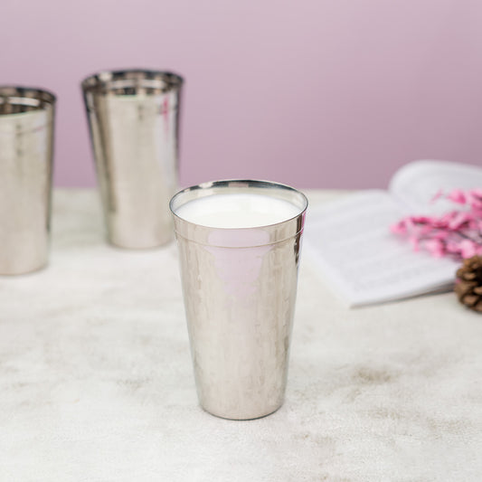 JISCOVERY Stainless Steel Lassie Glass Set of 1| Glass for Water, Milk & Juice| Glass Tumbler| Daily Use Water Drinking Glass| Durable| Silver| Capacity- 700 ML