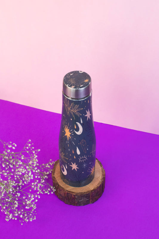 JISCOVERY Premium Stainless Steel Water Bottle| Moon Design- 1000 ML Bottle for Office, School & Yoga| Leak Proof & Rust Proof