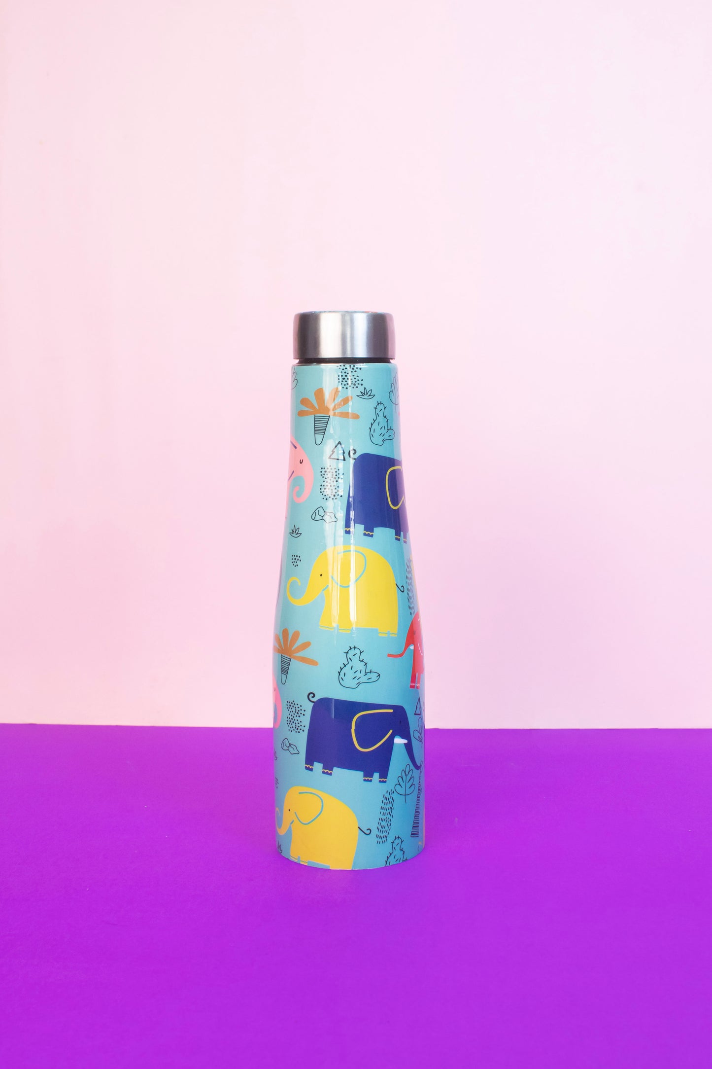JISCOVERY Premium Stainless Steel Water Bottle| Elephant Design- 1000 ML Bottle for Office, School & Home| Leak Proof & Rust Proof