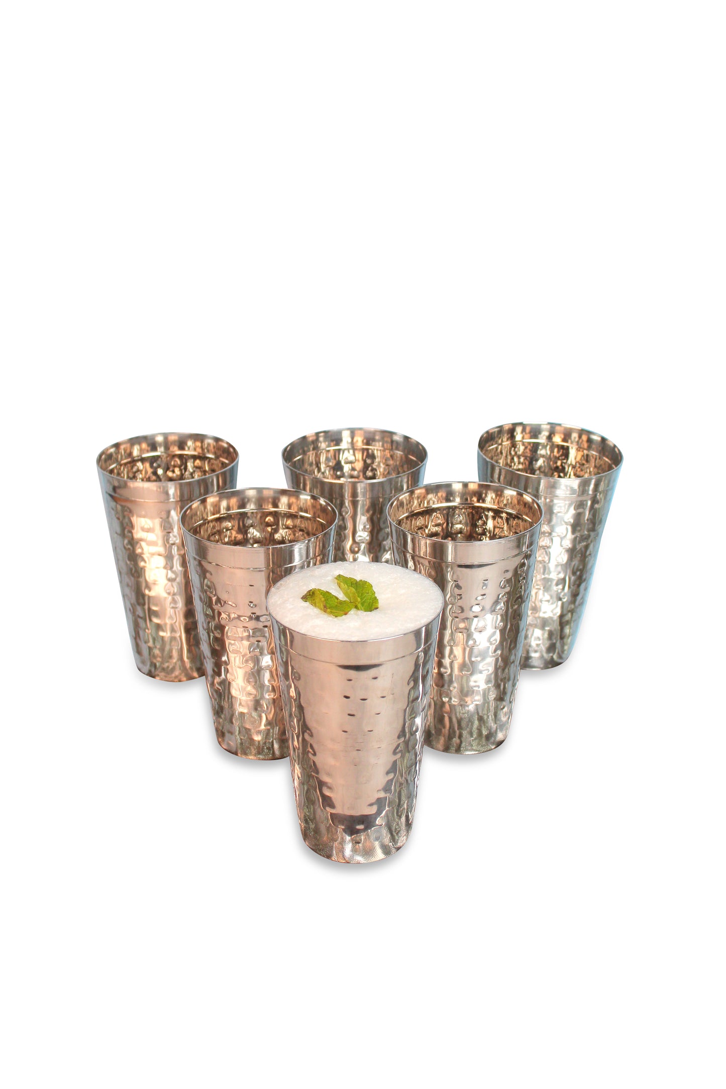 JISCOVERY Stainless Steel Lassie Glass Set of 6| Glass for Water, Milk & Juice| Glass Tumbler| Daily Use Water Drinking Glass| Durable| Silver| Capacity- 700 ML