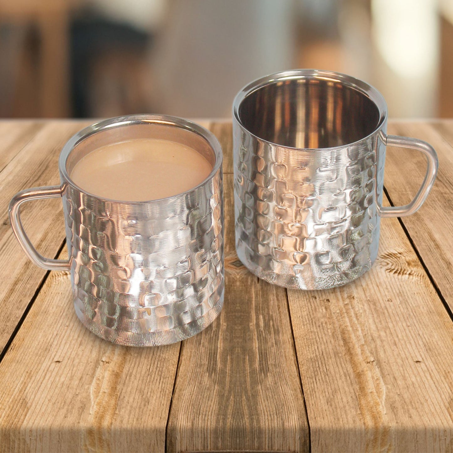 JISCOVERY Stainless Steel Hammered Design Set of 2