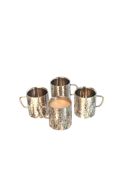 JISCOVERY Stainless Steel Hammered Design Set of 4
