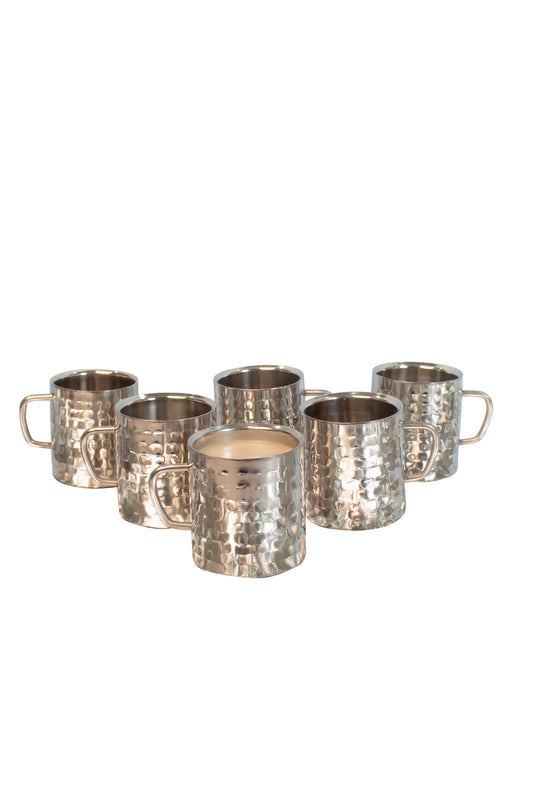JISCOVERY Stainless Steel Hammered Design Set of 6
