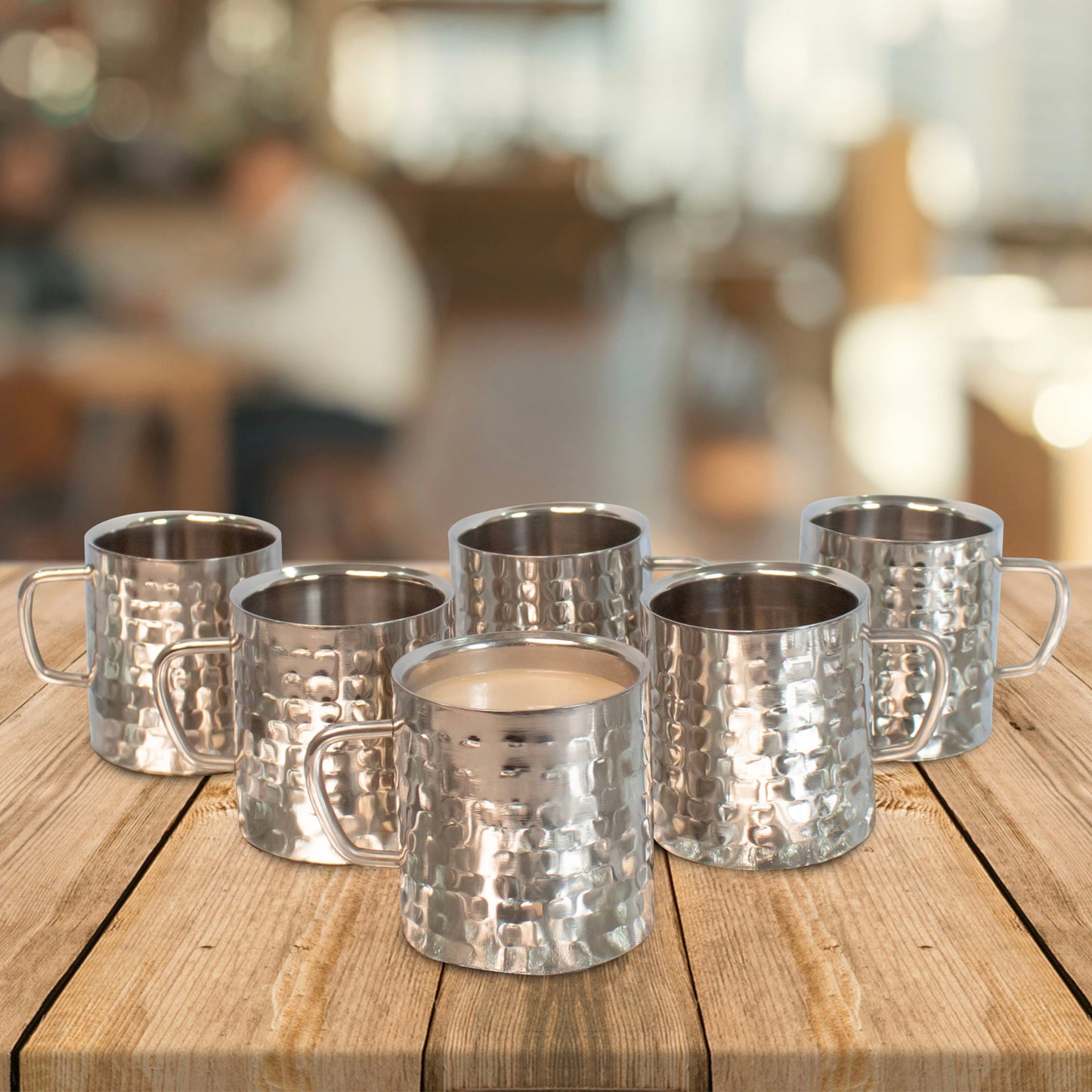 JISCOVERY Stainless Steel Hammered Design Set of 6