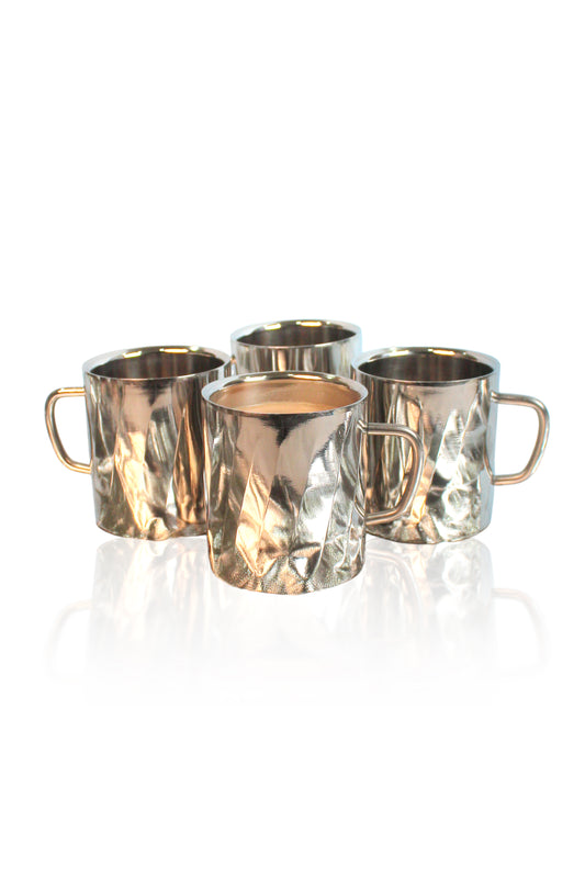 JISCOVERY Stainless Steel Wave Design Set of 4