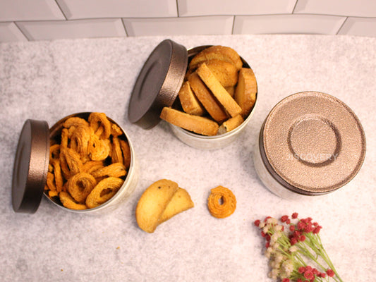 Jiscovery Stainless Steel Airtight Containers Set of 3