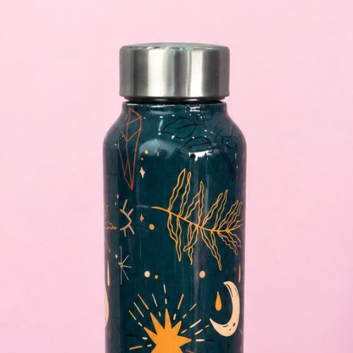 JISCOVERY Premium Stainless Steel Water Bottle| Moon Design- 1000 ML Bottle for Office, School & Home| Leak Proof & Rust Proof