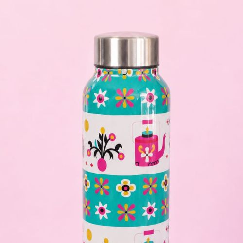JISCOVERY Premium Stainless Steel Water Bottle| Light Green Design- 1000 ML Bottle for Office, School & Home| Leak Proof & Rust Proof