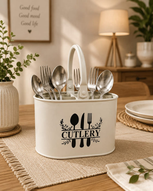 ISCOVERY Metal Cutlery Holder with 4 Compartments| Spoon Stand for Dinning Table