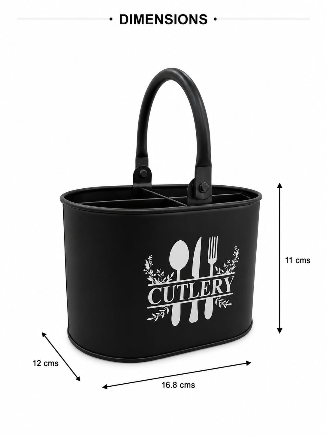 JISCOVERY Metal Cutlery Holder with 4 Compartments| Spoon Stand for Dinning Table