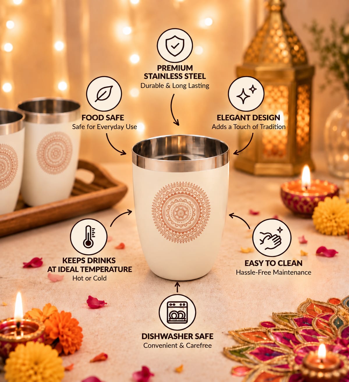 Ubha dabba set of 2 with 4 glasses