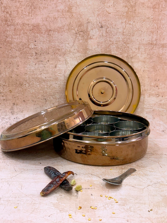 Rose Gold 7 Compartment Airtight Stainless Steel Masala Box Online